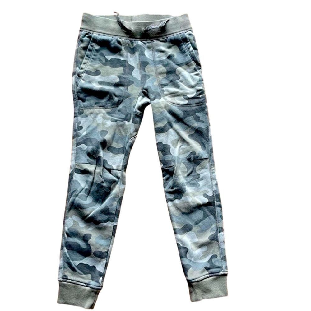 Gap kids camo pants, super soft, youth medium,  tan, grey, green muted pattern